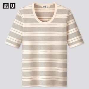 WOMEN Uniqlo U Fitted Striped Short Sleeve T-Shirt